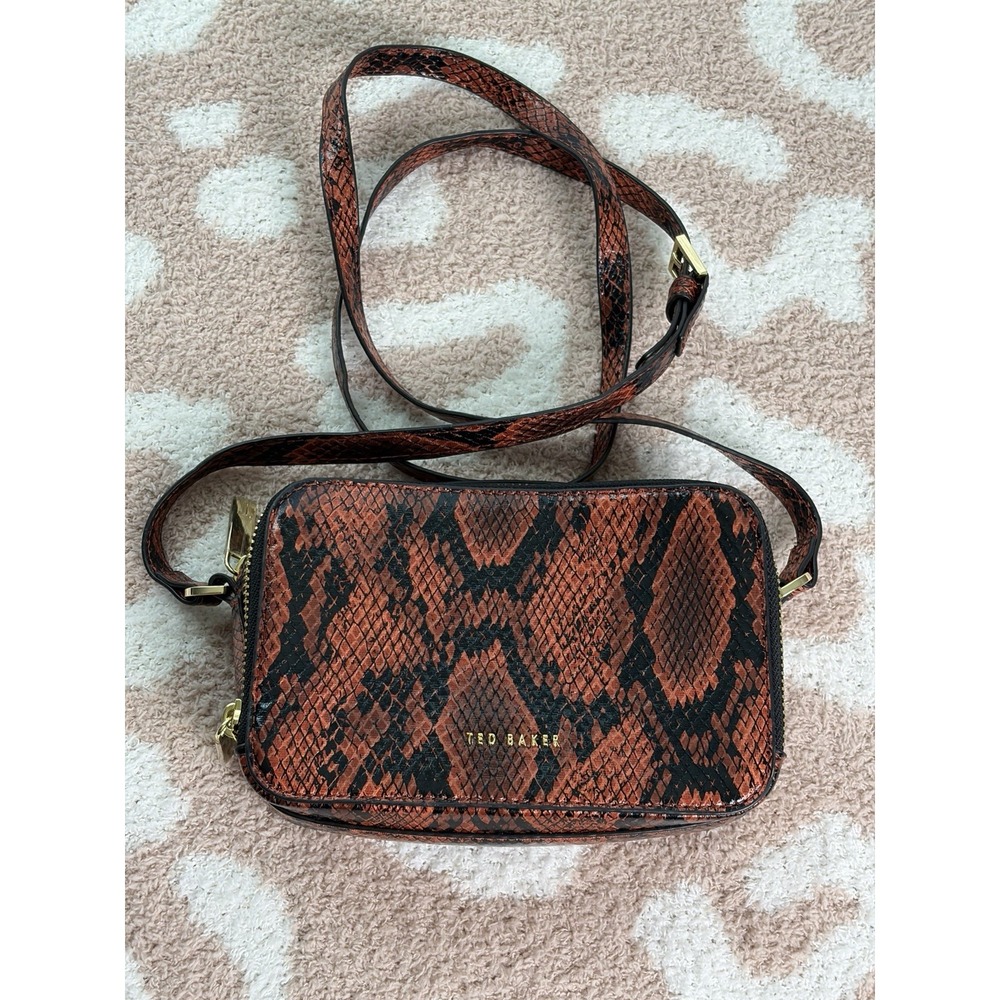 Ted Baker London Stina Crossbody Embossed Faux Leather Double Zip Camera Bag